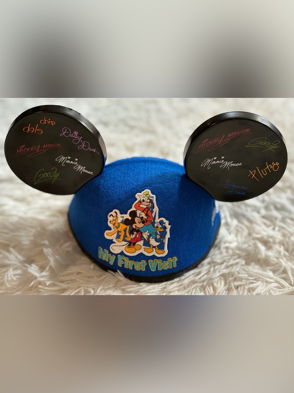 Disney Disneyland Resort My First Visit Youth Mickey Autograph Ears Felt Hat